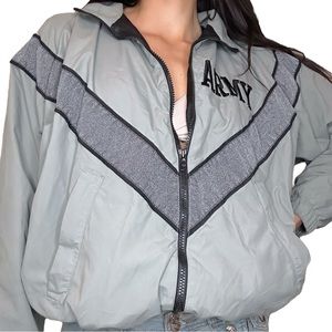 Vintage Army Oversized Slouchy Fit Bomber Style Zip Up Jacket